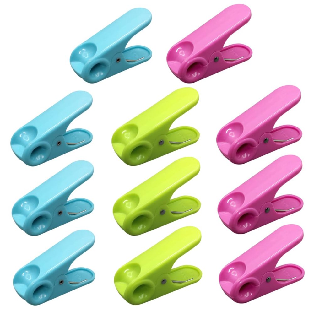 Hohopeti 10pcs Assorted Color Abs Food Sealing Clips Lightweight Snack Bag Clips for Home and Office Pegs for Sealing Opened Food Packages and Clothes