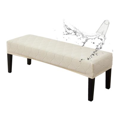 Genina Waterproof Dining Room Bench Covers, Stretch Jacquard Bench Seat Protector Cover, Rectangular Bench Cover for bedrooms, Living Rooms, Kitchens, Removable, Washable (Beige)