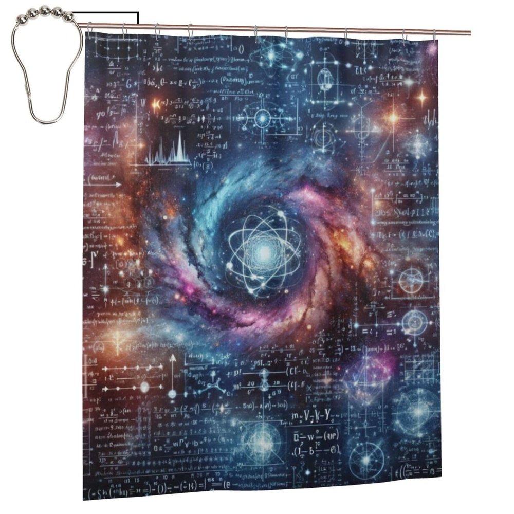Augenstern Physical-Formula-Starry-Sky Waterproof Polyester Shower Curtain with Grommets and Hooks for Bathroom