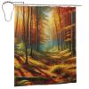 Augenstern Painting-Autumn-Forest-Road Waterproof Polyester Shower Curtain with Grommets and Hooks for Bathroom view 1