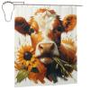 Augenstern Farm-Cow-Sunflower Waterproof Polyester Shower Curtain with Grommets and Hooks for Bathroom view 1