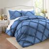 Olivia Rocco Diamond Ruffle Comforter Set 3 Pieces 100% Egyptian Cotton 1000 Thread Count Luxurious Bedding 400 GSM King/California King Size (94'' X 104'') Medium Blue Solid, WNBJ5K-KEHD4JS150 view 1