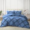 Olivia Rocco Diamond Ruffle Comforter Set 3 Pieces 100% Egyptian Cotton 1000 Thread Count Luxurious Bedding 400 GSM King/California King Size (94'' X 104'') Medium Blue Solid, WNBJ5K-KEHD4JS150 view 2