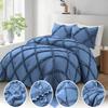 Olivia Rocco Diamond Ruffle Comforter Set 3 Pieces 100% Egyptian Cotton 1000 Thread Count Luxurious Bedding 400 GSM King/California King Size (94'' X 104'') Medium Blue Solid, WNBJ5K-KEHD4JS150 view 3