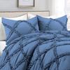 Olivia Rocco Diamond Ruffle Comforter Set 3 Pieces 100% Egyptian Cotton 1000 Thread Count Luxurious Bedding 400 GSM King/California King Size (94'' X 104'') Medium Blue Solid, WNBJ5K-KEHD4JS150 view 4