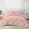 Olivia Rocco Diamond Ruffle Comforter Set 1 Pieces 100% Egyptian Cotton 1000 Thread Count Luxurious Bedding 400 GSM Super King Size (116'' X 98'') Blush Solid, WNBJ5K-KEHD4JS73 view 2