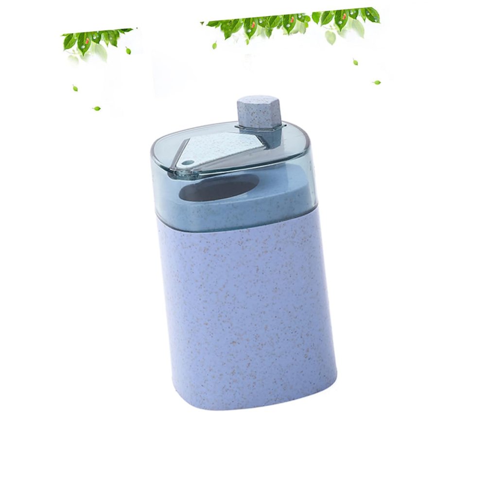 Zerodeko Wheat Straw Automatic Toothpick Dispenser Design for Convenient Home Use Blue Toothpick Holder Eco-friendly for Travel and Kitchen
