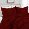 Diamond Ruffle Comforter Set 3 Pieces 100% Egyptian Cotton 1000 Thread Count Luxurious Bedding 400 GSM Grand King Size (106'' X 106'') Burgundy Solid view 4