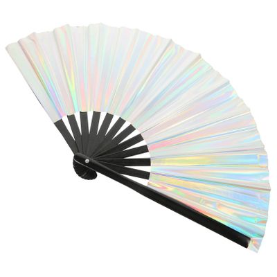 Cabilock Large Folding Rave Hand Fan Vibrant Festival Accessory for Parties Music Festivals and Dance Events Portable and Practical Design for Men and Women