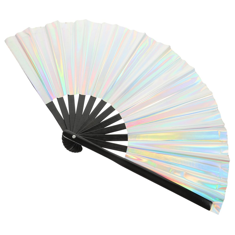 Cabilock Large Folding Rave Hand Fan Vibrant Festival Accessory for Parties Music Festivals and Dance Events Portable and Practical Design for Men and Women