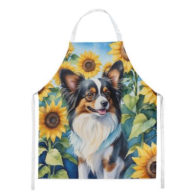 Caroline's Treasures Papillon in Sunflowers Apron Cooking Kitchen Server Baking Crafts Gardening for Adult Women Men, Unisex, Large, Multicolor