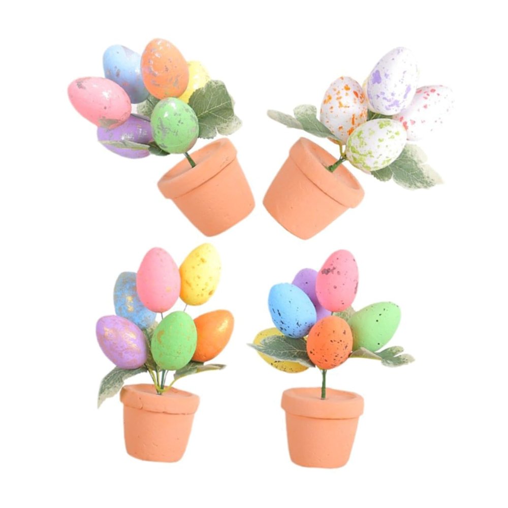 VINTORKY 4pcs Faux Bonsai Ornaments Vibrant Easter Table Decoration Lifelike Design for Centerpiece Festive Home Decor for Spring Celebrations