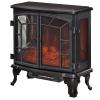 Black Remote Controlled Electric Fireplace Heater Realistic LED Flames and Logs view 1