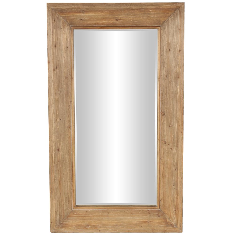 Deco 79 Wood Room Floor Mirror Entryway Mirror with Natural Wood Grains, Free Standing Mirror 32" x 3" x 55", Brown