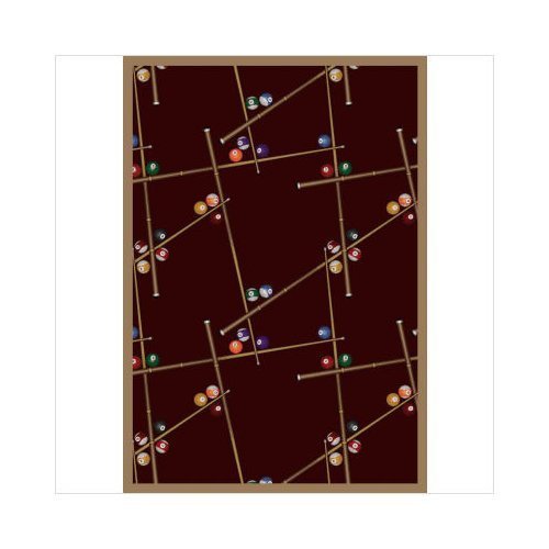 Back2Basics Snookered Burgundy 7 ft.8 in. x 10 ft.9 in. WearOn Nylon Machine Tufted- Cut Pile Gaming and Entertainment Rug