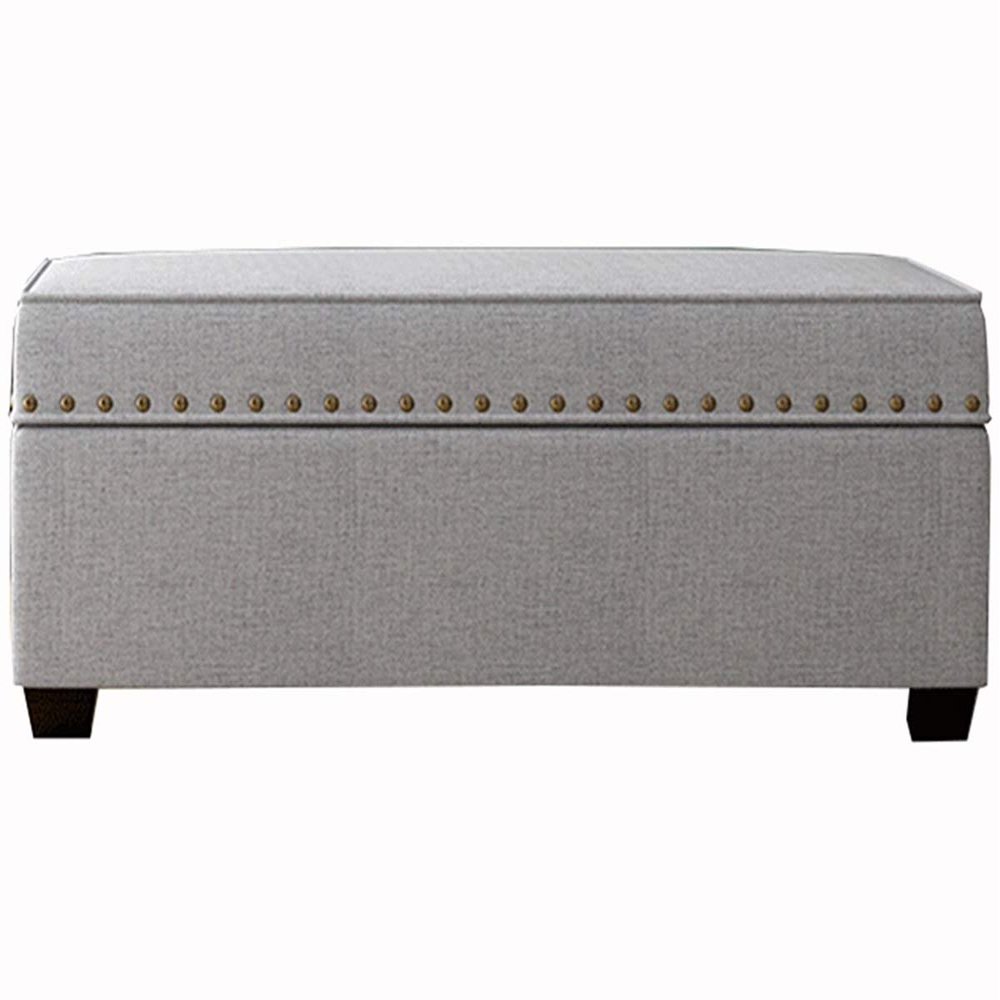 Footstool Sofa Stool Linen Fabric Upholstered Seat Mass Storage Hinged Cover Solid Wood Shoe Bench Bearing Weight 150kg 100x40x40cm Ottomans (Color : Gray) (Gray)