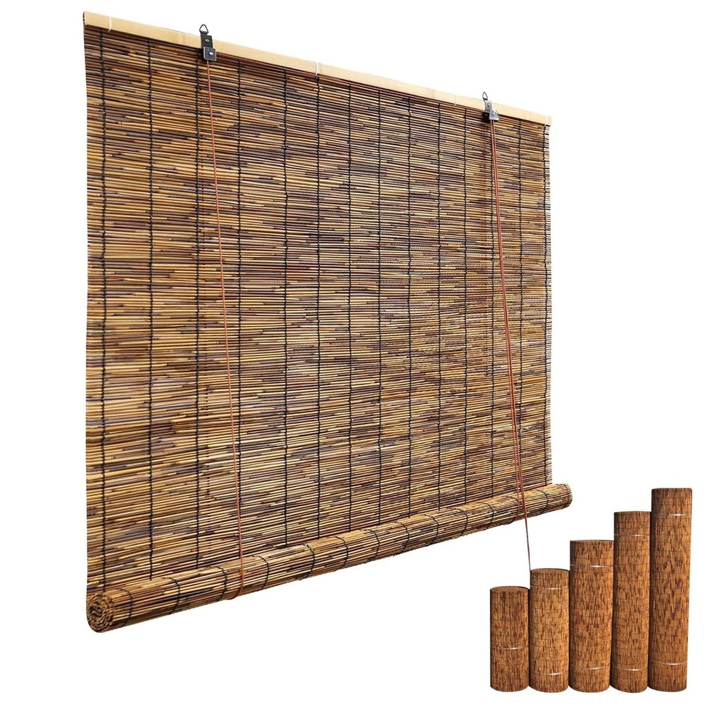 Bamboo Shades for Patio, Bamboo Window Blinds 11" 26" 31" 36" 42" 48" 53" 59" 64" 69" Bamboo Roll Up Blind for Balconies Laundry Kitchen Apartment Cordless, Cocoa(Size:29 in Width x 72 in High)