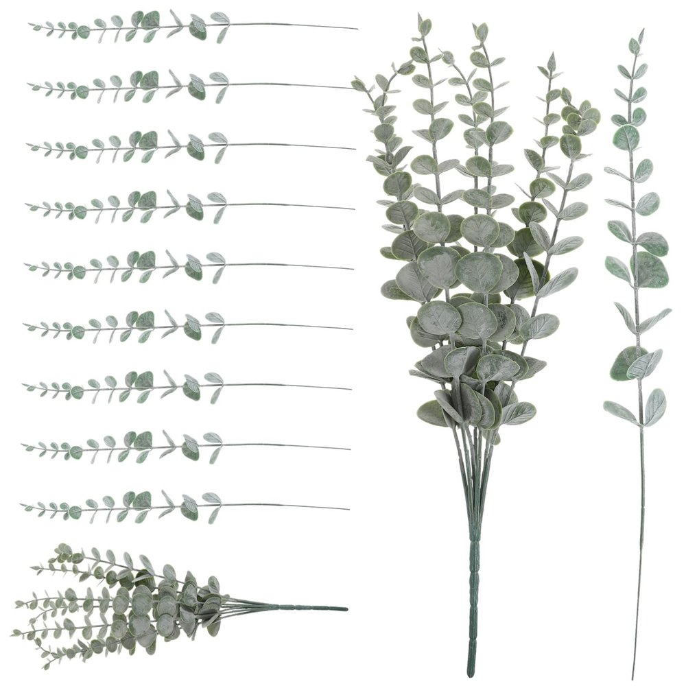 RORPOIR 1set Faux Eucalyptus Leaves Realistic Greenery Stems for Bouquet Decor for Home Wedding Office and Party Arrangements Natural-Looking Eucalyptus Stems
