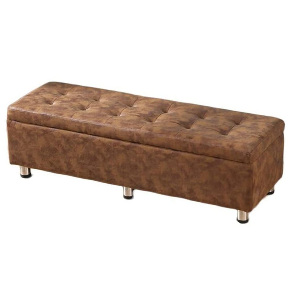 GenSDH Storage Bench Multifunctional Seat Chest Upholstered Tufted Technology Cloth Storage Rectangular Footstool Change Shoes Stool Large Capacity Storage Box,Brown Coffee (Brown Coffee 60X40X40cm)