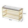GenSDH Entryway Storage Bench with Velvet Cushioned Seat Shoe Rack, Golden Metal Frame, Shoe Rack Bench for Hallway Living Room Bathroom (Gray 80 x 30 x 48 cm), Grey view 2