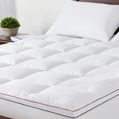 JKMAX Mattress Topper King - Pillow Top Mattress Pad Extra Thick Cover with Deep Pocket - Mattress Topper for Back Pain - Overfilled 3D Snow Down Alternative Plush Mattress Protector (King,White)