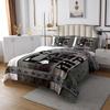 Camper Lover Bedspread Set Queen Size for Kids,Boys Girls Happy Camping Quilt Set Rustic Green Wooden Coverlet Rustic Farmhouse Bedspread 3 Piece Decorative Bedding Quilted with 2 Pillow Shams view 1