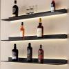 FUYAO Floating Wall Shelves, Wall Shelf Built-in LED Warm Light Aluminum Alloy Light-Emitting Shelves for Bedroom Living Room DecorationStorage Plant view 4