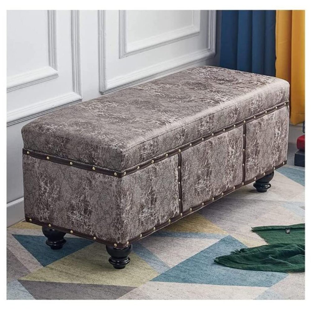 Technology Cloth Rectangle Storage Stool,Large Capacity Solid Wood Frame Shoe Changing Stool,Multifunction Storage Box For Home-Medium gray (Size:40x40x45cm/15.7x15.7x17.7inch) (Medium Gray 80X40X45c