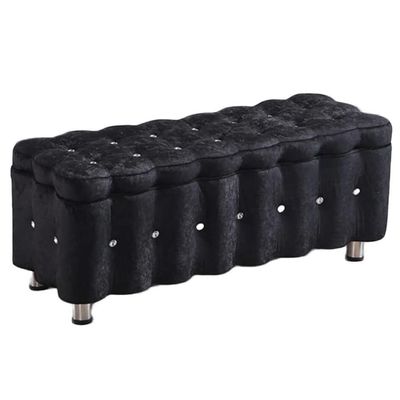 Storage stool storage stool light luxury foot sofa Ice Fleece bench rectangular bed end shoe bench clothing store Nordic storage (Color : Black, Size:40x40x40cm/15.7x15.7x15.7in) (Black 80X40X40cm)