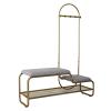 GenSDH Entryway Shoe Bench with Coat Rack, Freestanding Hall Tree Storage Organizer with Hooks, Metal Frame, Velvet Cushion (Gray 100 x 32 x 150 cm), Grey view 1