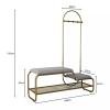 GenSDH Entryway Shoe Bench with Coat Rack, Freestanding Hall Tree Storage Organizer with Hooks, Metal Frame, Velvet Cushion (Gray 100 x 32 x 150 cm), Grey view 2