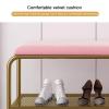 GenSDH Entryway Shoe Bench with Coat Rack, Freestanding Hall Tree Storage Organizer with Hooks, Metal Frame, Velvet Cushion (Gray 100 x 32 x 150 cm), Grey view 3