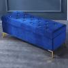 GenSDH Crystal Button Storage Bench, Velvet Upholstered Bedside Stool, Bedroom Footrest, Entry Shoe Stool,Navy Blue,80X42X45Cm(31X17X18Inch) (Blue 80x42x45cm(31x17x18inch)) view 1