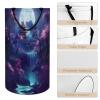 Watercolor Fantasy Nature Landscape Laundry Basket Large Volume,Modern Aesthetic Art Cabin Waterfall Japanese Cherry Blossom Full Moon Dirty Clothes Basket Hampers Storage Family 15.7W" X27.2H" view 4