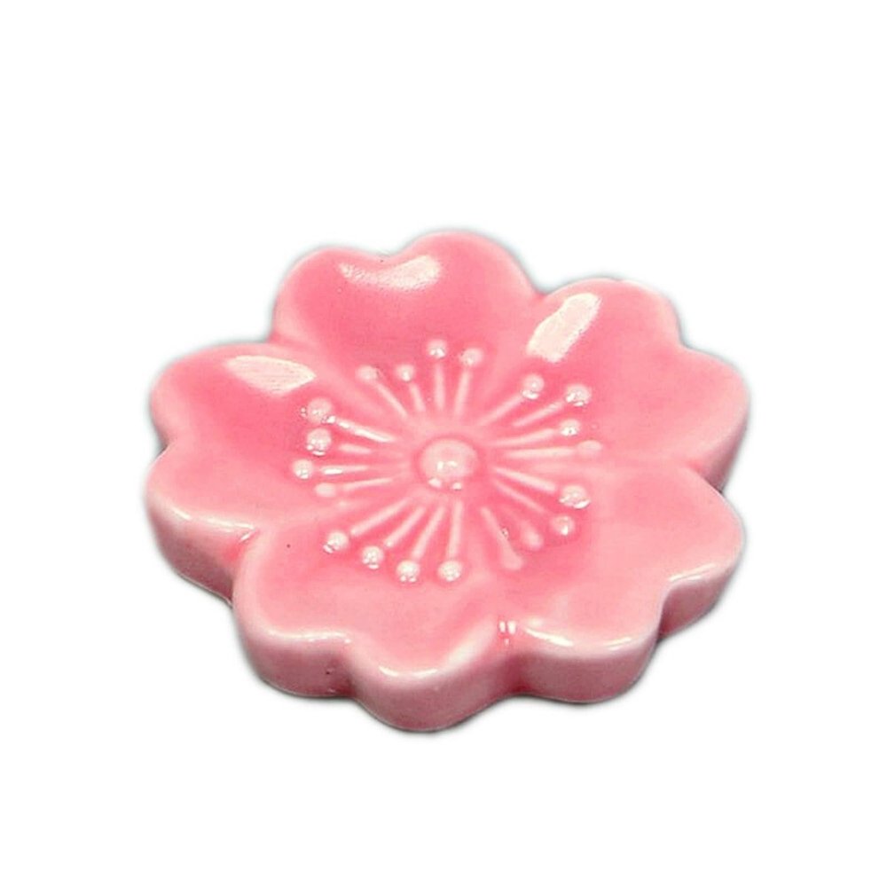 ZMQJEQANBG Chopstick Holder Ceramic Cherry Blossom Chopsticks Stand Chopsticks Rest Pillow Rack Pen Holder Kitchen Tableware Dining Table Accessories, 4.5*4.5*0.8cm