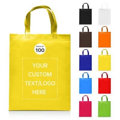 JEOHLORY Customizable Tote Bags -100 Sets Unleash Your Creativity with Ideal for Sales, Business Activities,Propaganda, Parties (Only one color decoration allowed, Customized Yellow)