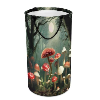 LNDDYTP Aesthetics Red Mushroom Laundry Hamper Dirty Clothes,Abstract Forest Woodland Colorful Mushroom Print Large Laundry Basket Storage Basket For Bathroom 15.7W"" X27.2H"", 40x69cm