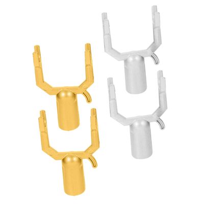 BUGUUYO 4pcs Aluminum Alloy Clothes Rod Fork Heads Replacement for Drying Poles and Easy to Install Fork Parts for Indoor and Outdoor Use Gold and Silver Combination