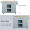 custonow Kitchen Island Cart with Rubber Wood Drop Leaf Countertop, Rolling Kitchen Island with Inside Cabinet, 3 Drawers, Spice Rack, Towel Rack and Wood Tabletop, 53.1" W * 29.5 D * 37.2 H (Blue) view 4