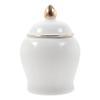 OKUMEYR Porcelain Tea Canister Mini Gold-trimmed Ceramic Storage Jar for Tea Leaves Snacks and Dry Foods Stylish Kitchen Canister for Home Organization White view 1