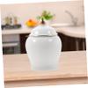 OKUMEYR Porcelain Tea Canister Mini Gold-trimmed Ceramic Storage Jar for Tea Leaves Snacks and Dry Foods Stylish Kitchen Canister for Home Organization White view 3