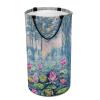 LNDDYTP Retro Watercolor Floral Lotus Laundry Hamper Dirty Clothes,Oil Painting Ink Japanese Style Spring Garden Lotus Large Laundry Basket Storage Basket For Bathroom 15.7W"" X27.2H"", 40x69cm view 1
