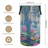 LNDDYTP Retro Watercolor Floral Lotus Laundry Hamper Dirty Clothes,Oil Painting Ink Japanese Style Spring Garden Lotus Large Laundry Basket Storage Basket For Bathroom 15.7W"" X27.2H"", 40x69cm view 2