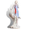 Ceramic Flute Girl Statues Musician Girls Figurines Porcelain Music Sculpture, Lady Home Decor, Elegant Art Figure Desktop Decorations, Collectible Great Gift Crafts, Ornaments for Home Party, Blue view 1