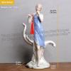 Ceramic Flute Girl Statues Musician Girls Figurines Porcelain Music Sculpture, Lady Home Decor, Elegant Art Figure Desktop Decorations, Collectible Great Gift Crafts, Ornaments for Home Party, Blue view 3