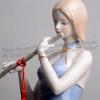 Ceramic Flute Girl Statues Musician Girls Figurines Porcelain Music Sculpture, Lady Home Decor, Elegant Art Figure Desktop Decorations, Collectible Great Gift Crafts, Ornaments for Home Party, Blue view 4