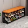 YUGXTH Entryway Shoe Bench with Storage, End of Bed Bench, Shoe Storage Bench with Seat Cushion, Modern Shoe Rack Bench with Metal Legs, for Entryway, Hallway, Mudroom, Closet(Orange B,39x10x19/100x2 view 1