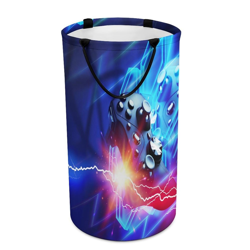 LNDDYTP Colorful Cool Gamepad Laundry Hamper Dirty Clothes,Abstract Modern Video Game Gamer Controller Lightning Design Large Laundry Basket Storage Basket For Bathroom 15.7W"" X27.2H"", 40x69cm