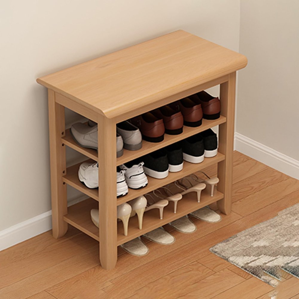 YUGXTH 2/3 Tier Shoe Storage Bench, Entryway Shoe Rack Bench with Seat, Adjustable Shelf Entryway Bench, Shoes Organizer Storage Shelf for Entryway, Hallway and Living(Natural,47x12x21/120x30x52cm)