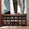 YUGXTH 2/3 Tier Shoe Storage Bench, Entryway Shoe Rack Bench with Seat, Adjustable Shelf Entryway Bench, Shoes Organizer Storage Shelf for Entryway, Hallway and Living(Natural,47x12x21/120x30x52cm) view 4